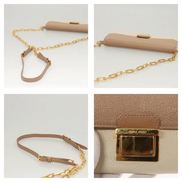 Authentic Miu Miu Chain Wallet Leather Pink Gold bst272-120225 - Picture 6 of 16